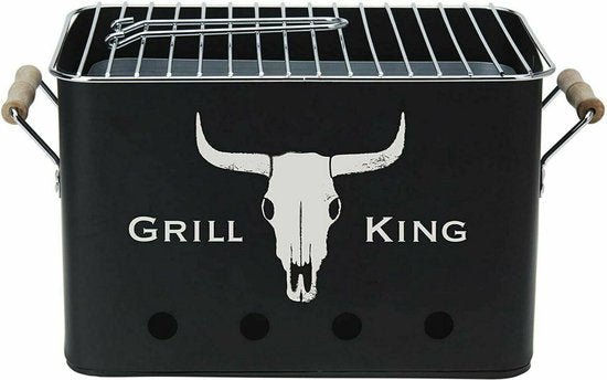 Grill King Black Non - Stick BBQ Grill Pan Indoor & Outdoor Cooking - Afanaya